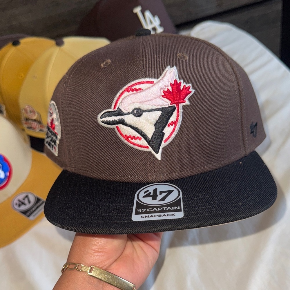47 Brand Brown and Black Snapback Hat with Embroidered Logo